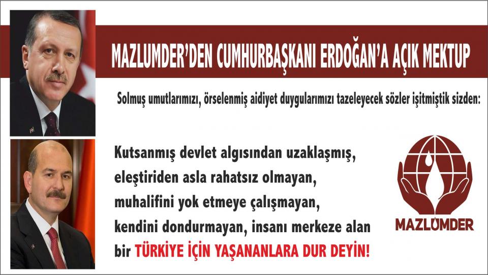 Mazlumder:Apartheid rejimi İsrail, Kudüs’ü Yahudileştirmeye ve Filistindeki işgaline son versin / MAZLUMDER CUMHURBAŞKANI ERDOĞAN'A AÇIK MEKTUP YAZDI