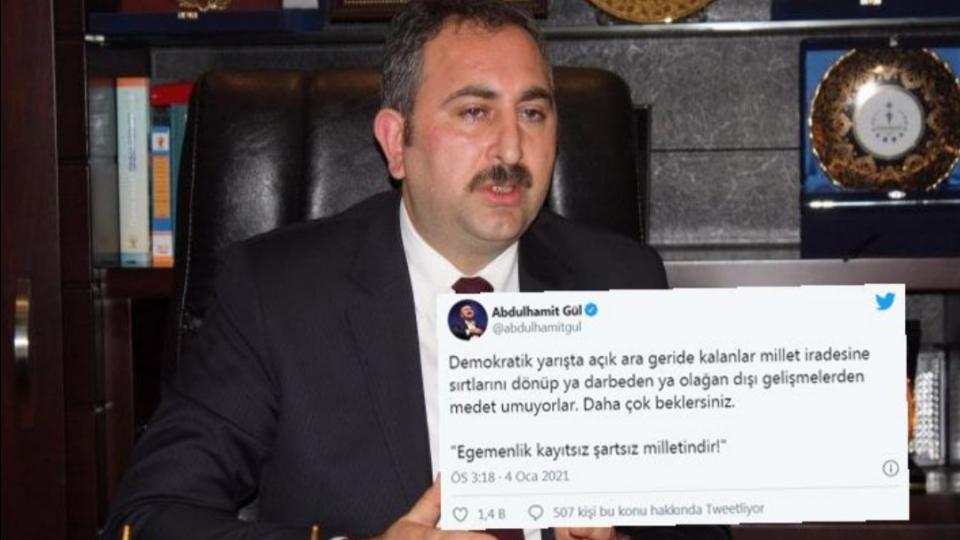 Abdülhamit Gül'den çarpıcı yeni anayasa açıklaması! / Adalet Bakanı Abdulhamit Gül, darbe söylemlerine yönelik olarak açıklama yaptı.