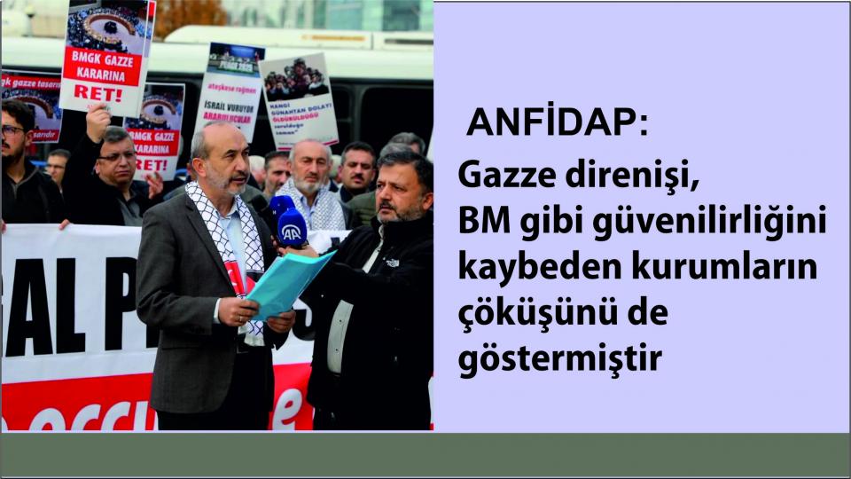 Her Taraf - Türkiyenin habercisi / ANFİDAP'tan ABD Büyükelçiliği önünde Gazze için protesto: “BMGK’nın Gazze Kararına İtiraz Ediyoruz”