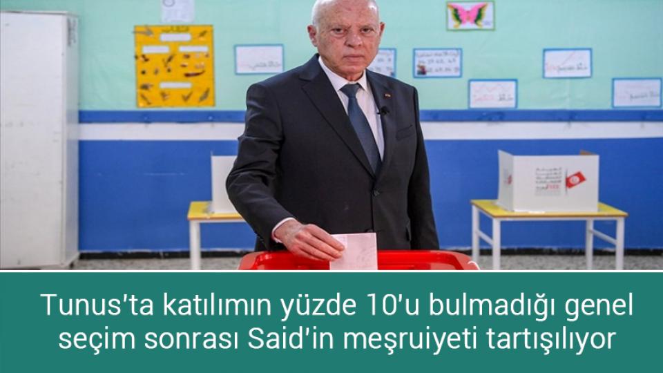 Tunus’ta katılımın yüzde 10'u bulmadığı genel seçim sonrası Said'in meşruiyeti tartışılıyor